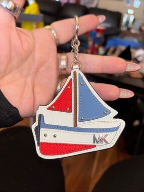 Michael Kors Sailboat Keychain Charm in Red, Blue & White